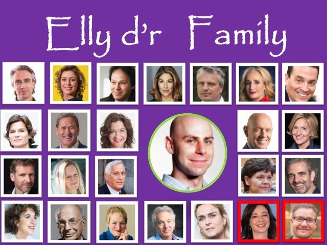 Muur met portretten van favoriete auteurs Adam Grant groot in het midden